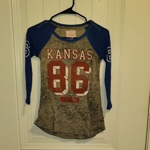 PINK Victoria's Secret Blue and Gray Kansas 86  Tee